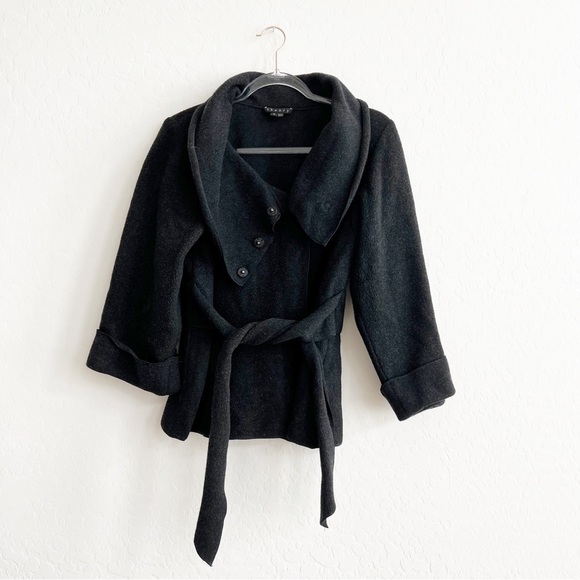 Theory Women’s Sheena Belted Jacket Wide Collar Wool Blend Buttons Gray Medium - Picture 1 of 7